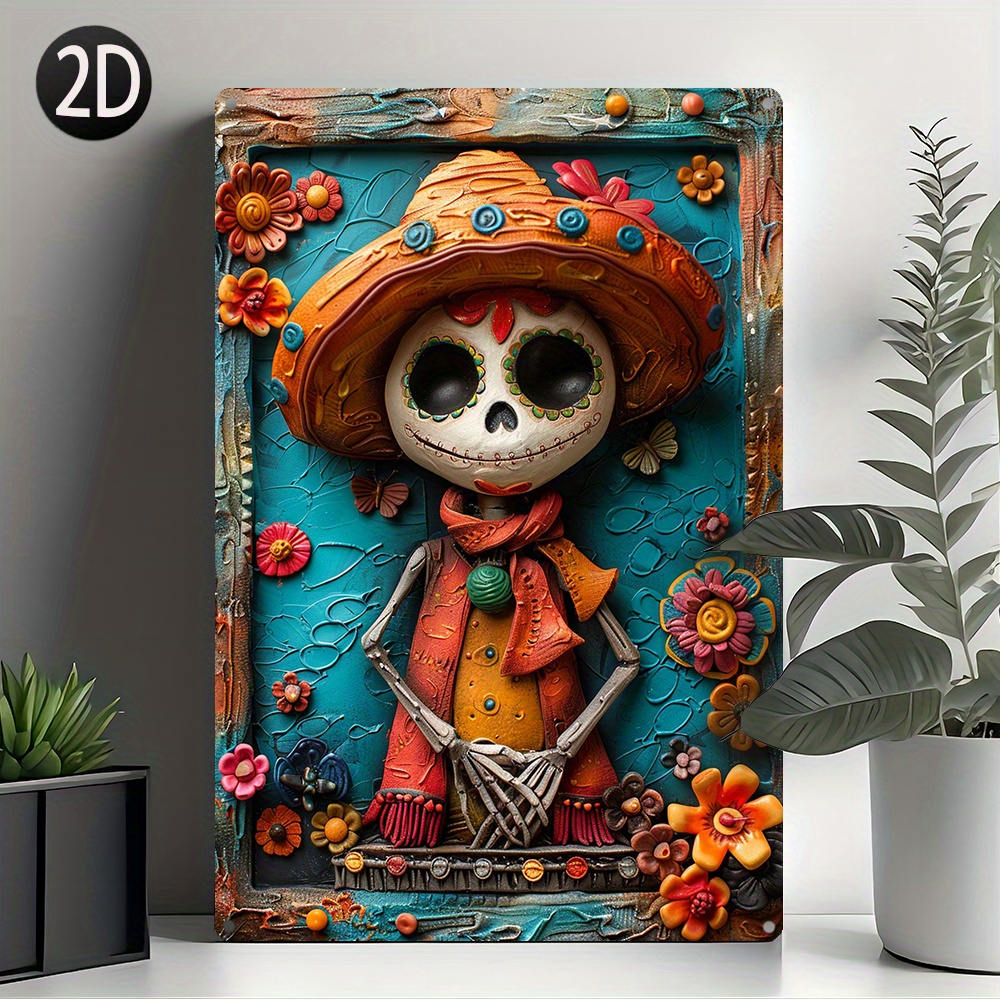 

Vintage Mexican Sombrero Wall Art: 100% Aluminum, 8x12 Inch (20x30cm), Wall Hanging Decoration, Halloween Gift, Retro Style, No Wiring Required