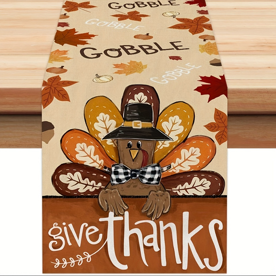 

1 Piece Fall Table Decoration Table - 13x72" Thanksgiving Farmhouse Polyester Tablecloth With Maple Leaf Pumpkin And , Perfect For Party Party Table Decor, 13x72