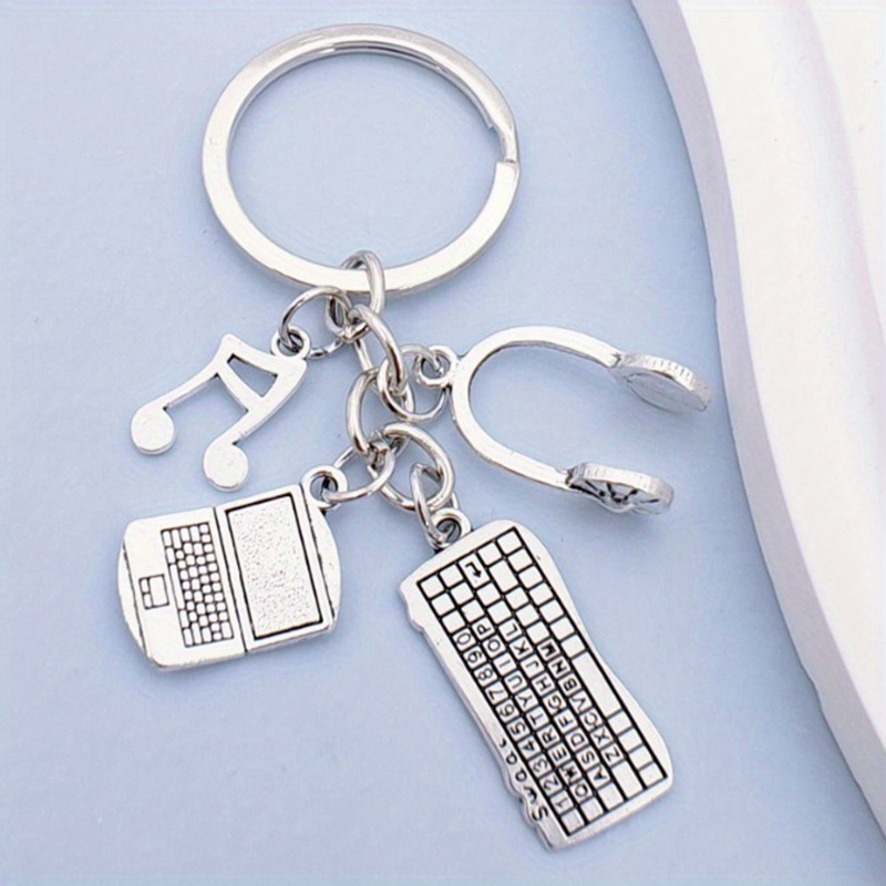 

Vintage Computer Enthusiast Keychain Set, Zinc Alloy, 1pc - Keyboard, Mouse, Headset & @ Symbol Charms, Creative Gift For Engineers And Gamers, Diy Keyring Pendant, Backpack Accessory