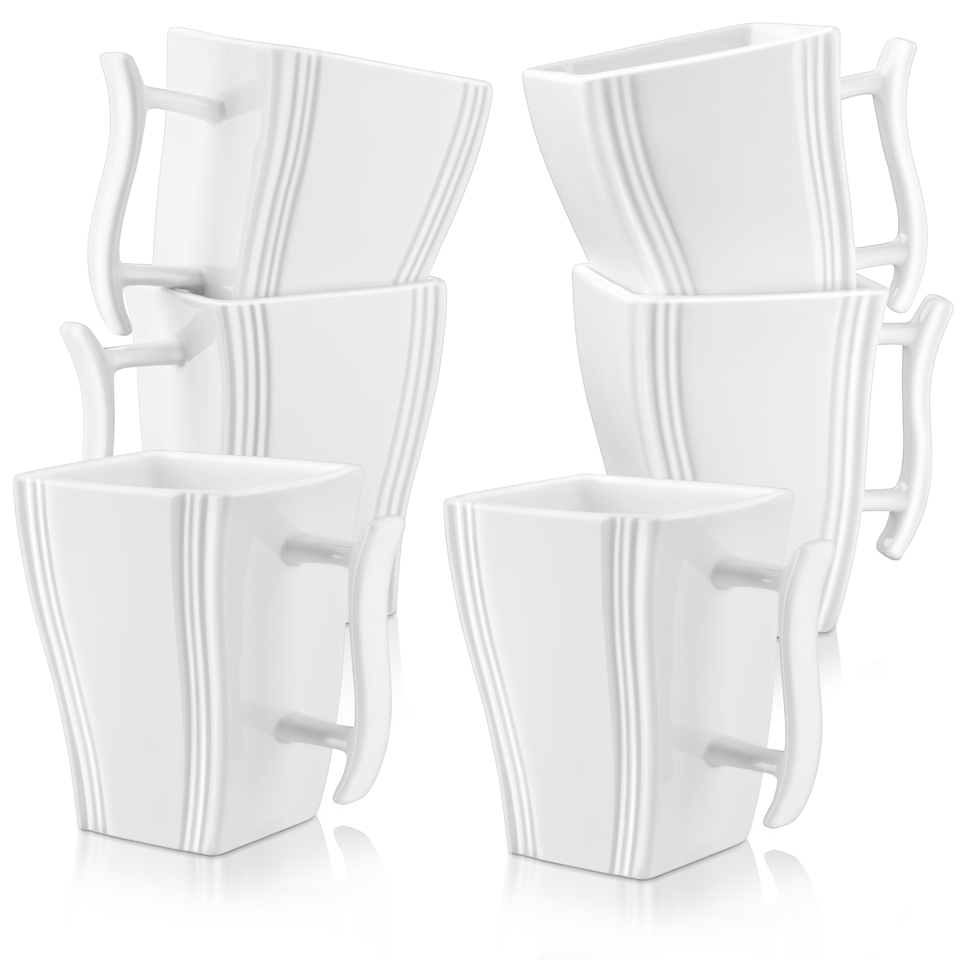 TEMU Coffee Mugs Set Of 6, 7oz Ivory White Coffee Mugs Tea Mugs With Handle For Tea/ Latte/ Cappuccino/ Milk/ Cocoa Dishwasherµwave Safe