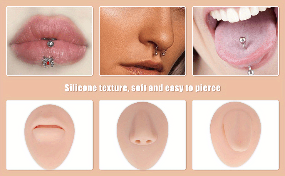 Kit Pratica Piercing 7PCS - Parti Corpo In Silicone, Per Allenamento - Foto 8