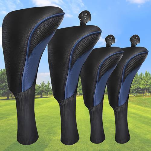 4 golf club head cover set 1 driver 1 wood and 2 universal fit for men and women durable polyester with secure elastic closure easy to identify number tags 3 4 5 7 x