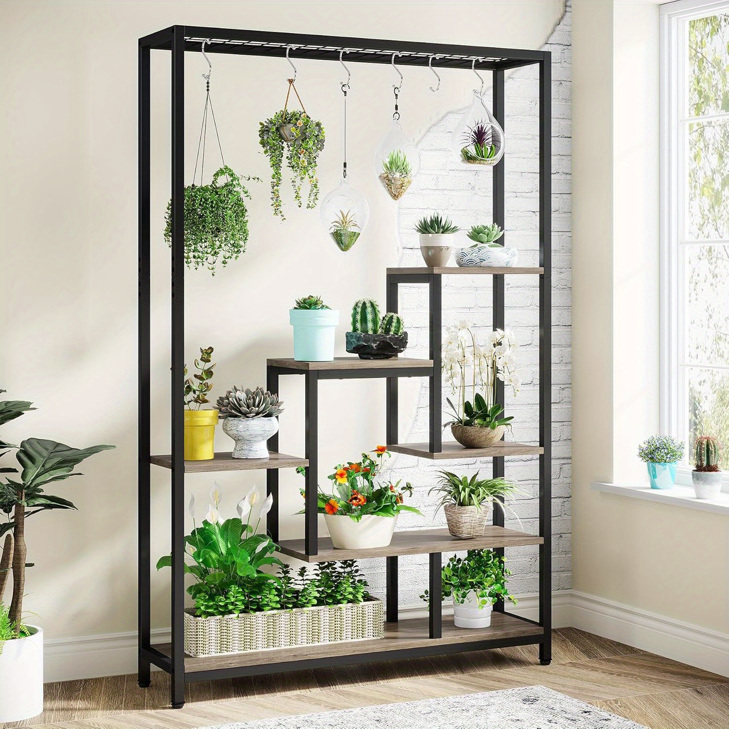 large metal plant shelf 5 tier tall indoor plant stand multi purpose flower bonsai pots display rack for indoor garden   room