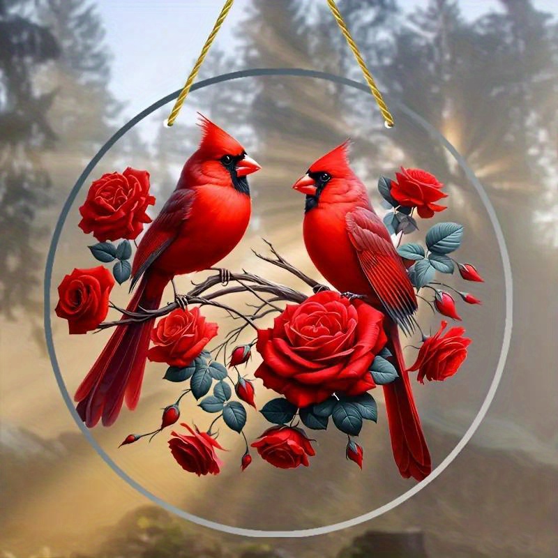 

Translucent Sun Catcher Acrylic Rose Bird Window Hanger, Window Door Garden Decor, Perfect For Home & Porch, Ideal Holiday Gift