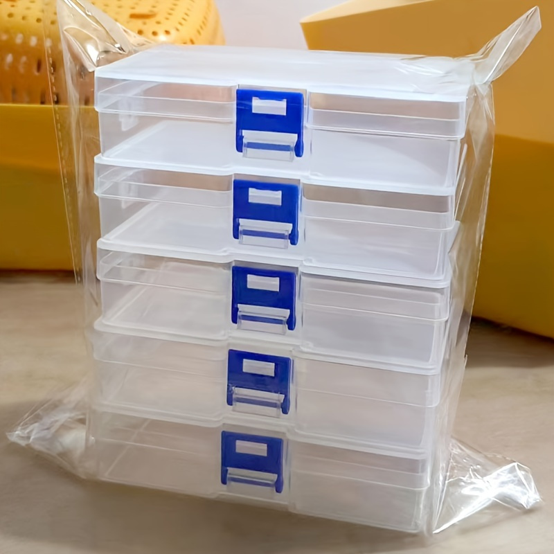 

5-pack Large Transparent Plastic Storage Boxes, Waterproof Rectangular Organizer For Accessories, Beads, Earrings - , Stackable, Small Item Organization