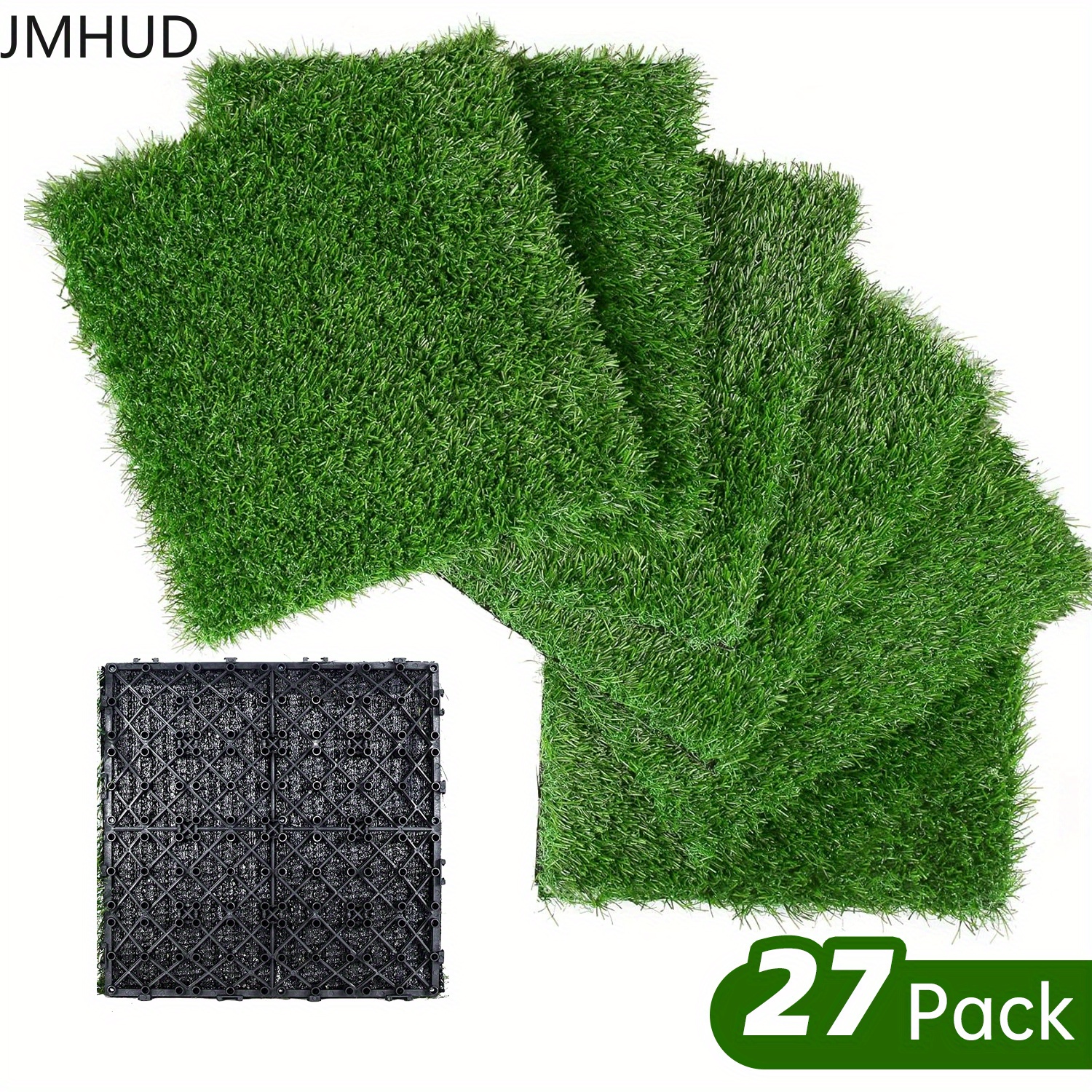 

Jmhud 9/18/27pcs 12"x12" Synthetic Fake Grass Self-draining Mat Flooring Decor Pad - Artificial Grass Tiles Interlocking Turf Deck Set 27pcs For Front Porch Patio Lawn Garden