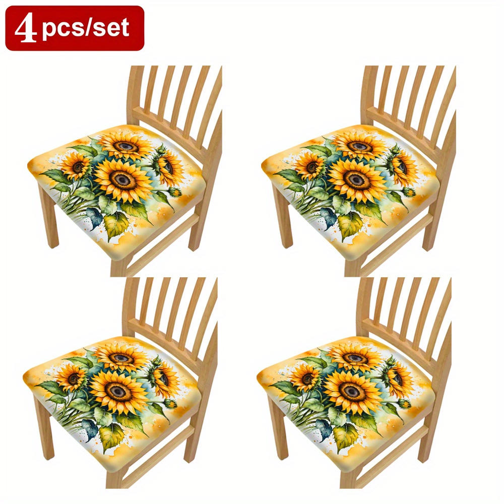 TEMU Open, 2, 4, 6pcs, Minimalist Style, Sunflower Mouse Pattern Seat Cover, Elastic Seat Cushion Cover Trendy Fashion Seat Cushion Cover, Universal