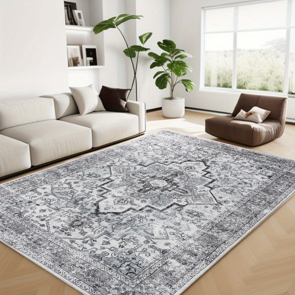 

Bohemian Style Washable Rugs, Ultra Soft Area Rugs, Anti Slip Abstract Rugs Foldable, Living Room And Bedroom Anti Fouling Rugs, Modern Fuzzy Rugs (black Gray)