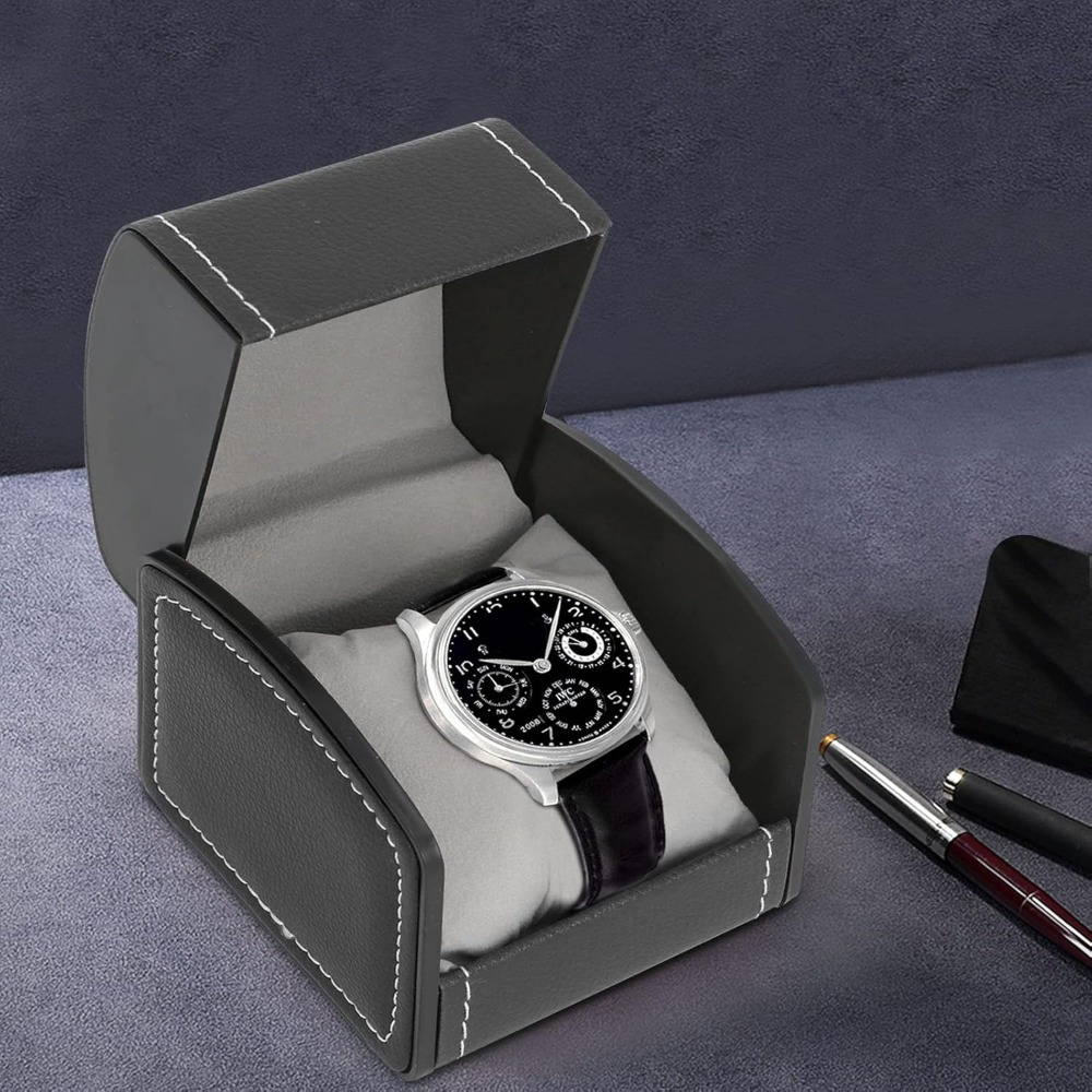 Faux Leather Single Watch Gift Box, Travel Organizer