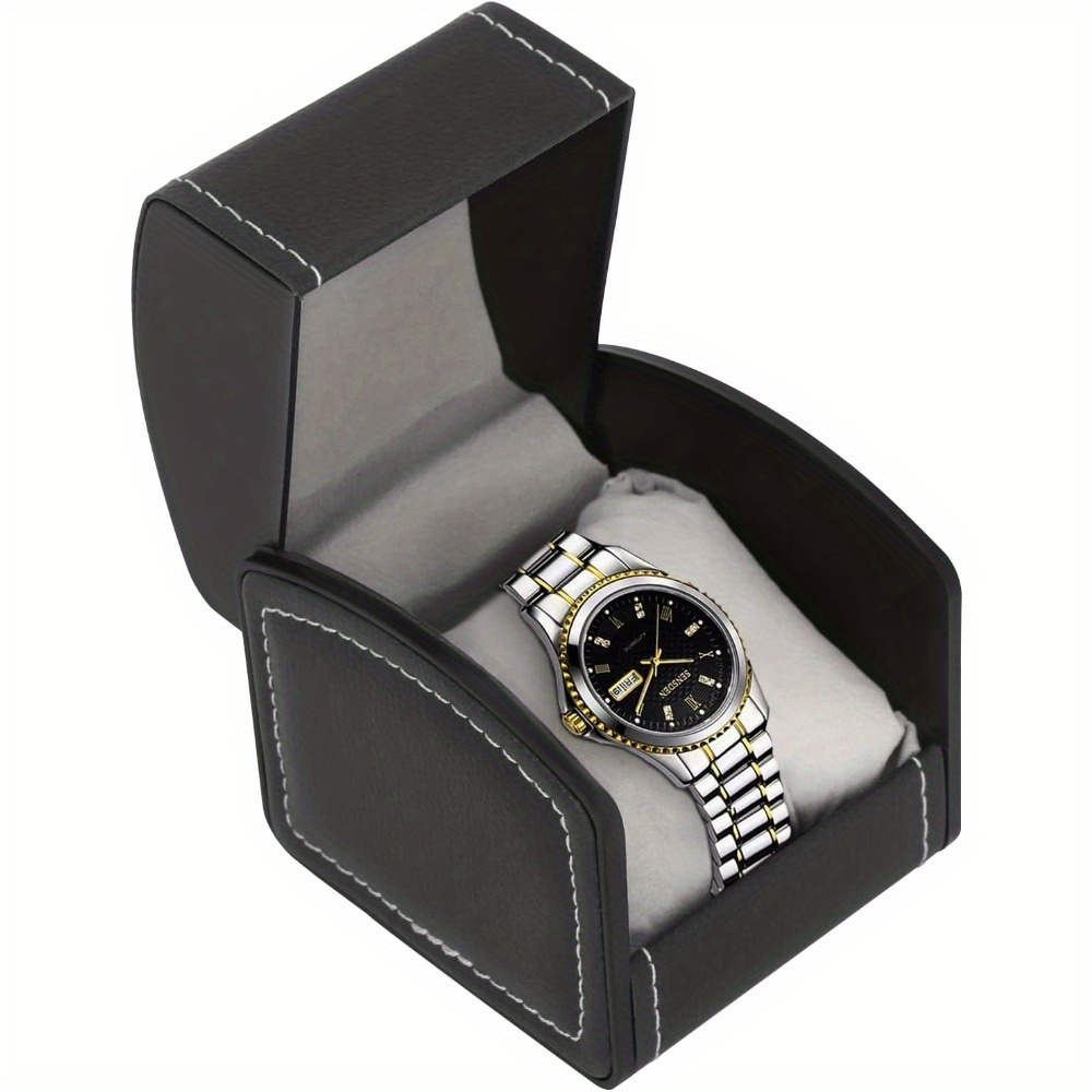 Faux Leather Single Watch Gift Box, Travel Organizer