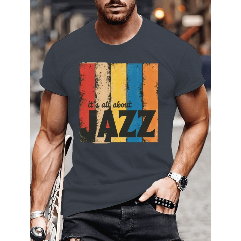 

Big & Tall Men's 'jazz' Graphic Tee - Casual Short Sleeve T-shirt, Breathable Polyester, Machine Washable - Summer, Plus Size