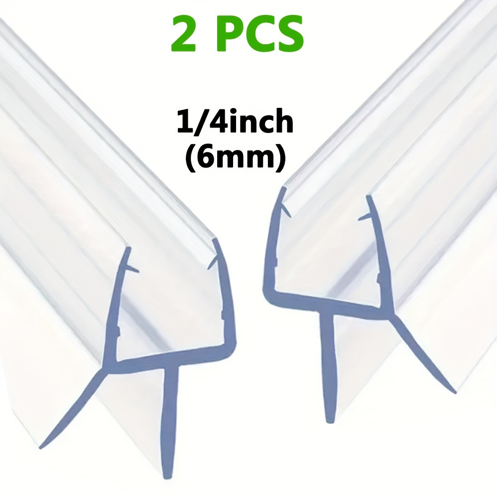 4-Pack Clear PVC Shower Door Bottom Seal - 35cm Each, For 4mm-12mm Frameless Glass Doors (6mm Shown)