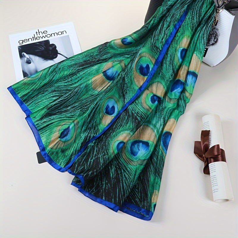 

Green Sparrow Feather Printed Scarf Bohemian Retro Shawl Ladies Casual Windproof Turban Travel Beach Towel