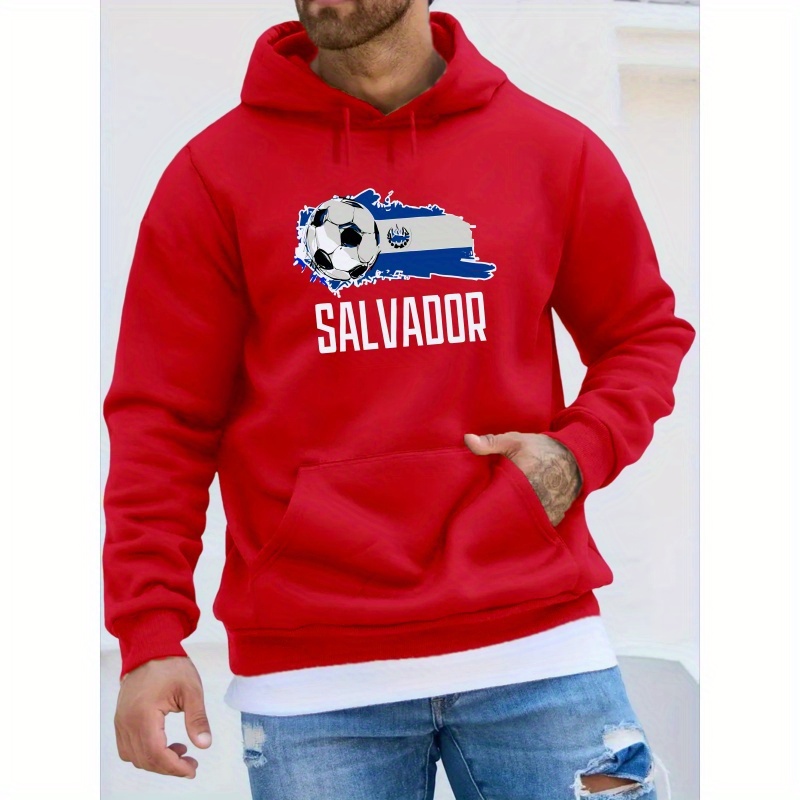 

Salvador Graphic Print Men's Trendy Long Sleeve Hoodie, Warm Fleece Hooded Sweatshirt With Kangaroo Pocket, Casual Comfortable Versatile Top For Autumn And Winter, As Gifts