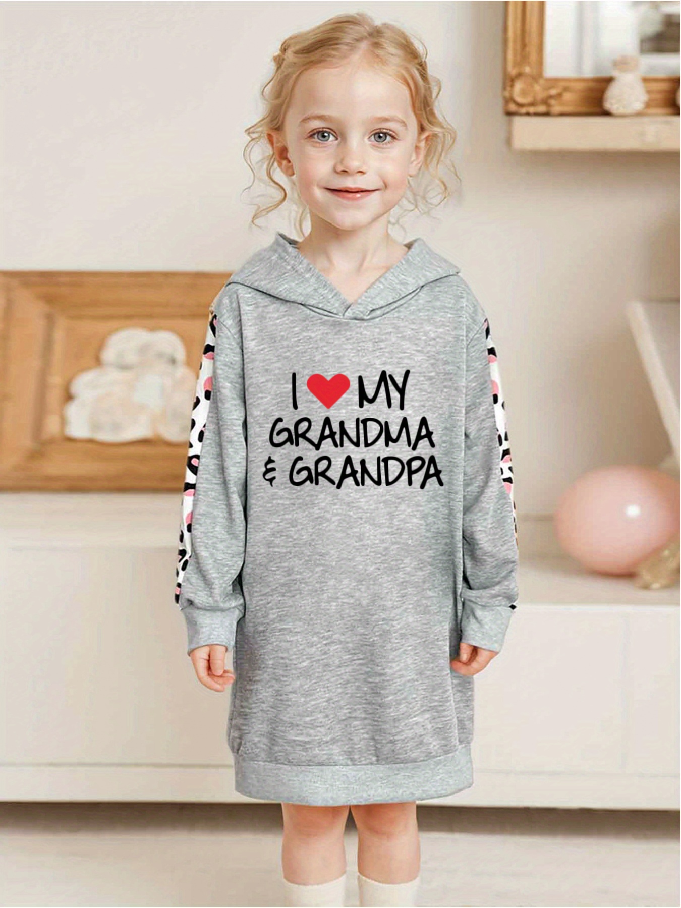 adorable girls love hooded sweatshirt dress Temu Bahrain