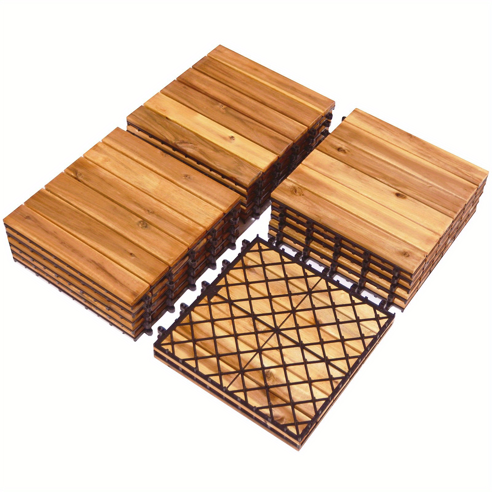 

Maxmass 27pcs Patio Interlocking Tiles Acacia Slat Wood Garden Outdoor &indoor