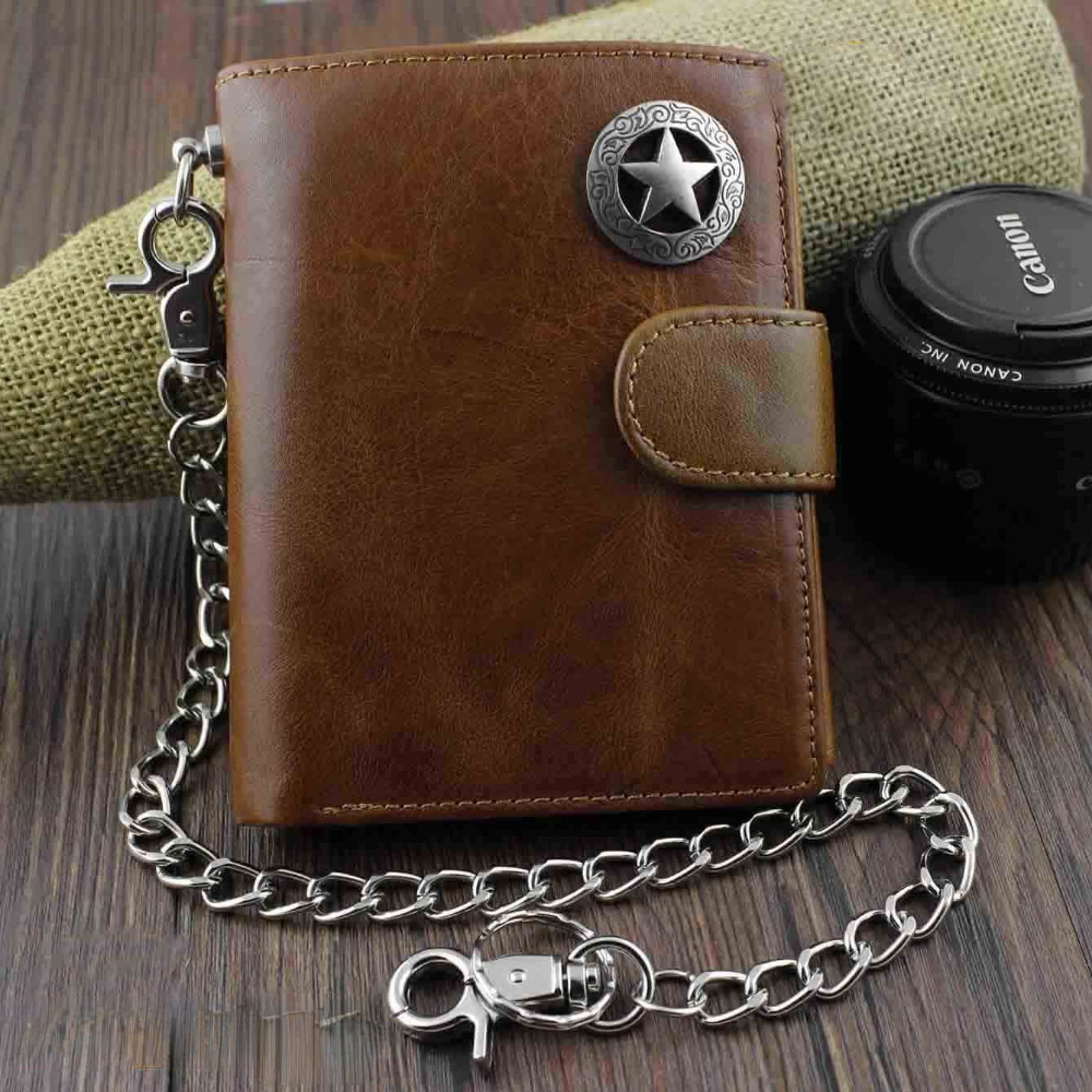 

Men's Genuine Biker Texas Star Zipper Card/ Money Chain Wallet Purse