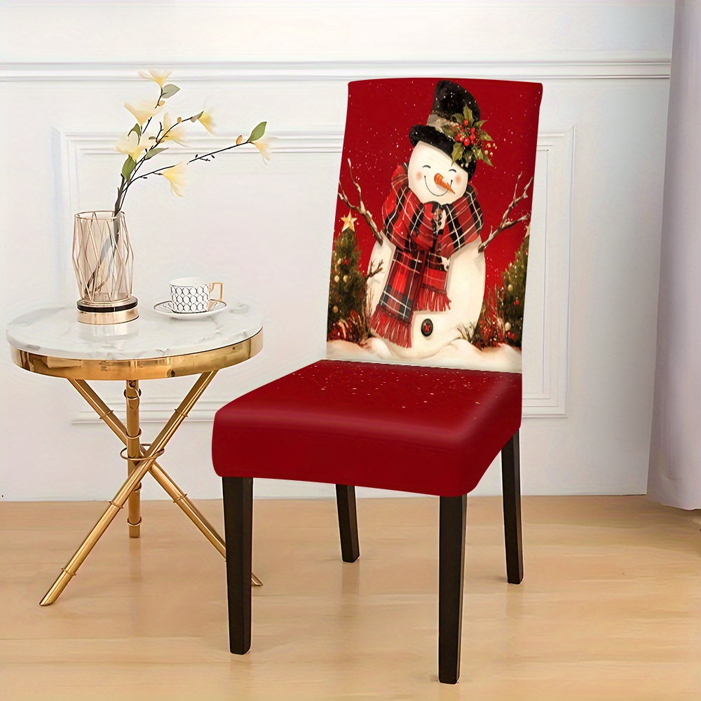 

2/4/6pcs Set Modern Christmas Theme Dining Chair Covers - Stain-resistant Polyester, Universal Fit With Back & Seat In One, Machine Washable For All