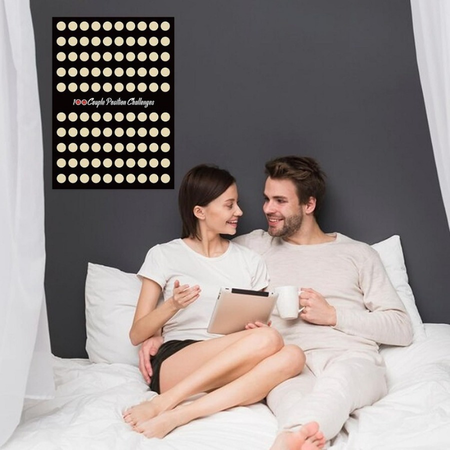 

Scratch-off Love Challenge Poster - 100 Romantic Date Ideas, Frameless Couples Gift, Anniversary & Valentine's Day Gift, 1pc Romantic Couples Night Game Poster With Paper Material