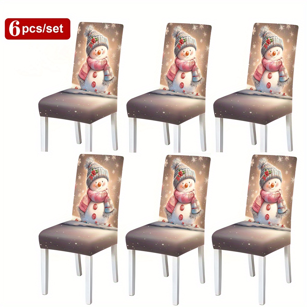 Image of Set Of 2/4/6 High-end Christmas-themed Chair Covers, Modern Stylish Chair Covers, Universal Chair Covers With Integrated Backrest, Suitable For Home Use