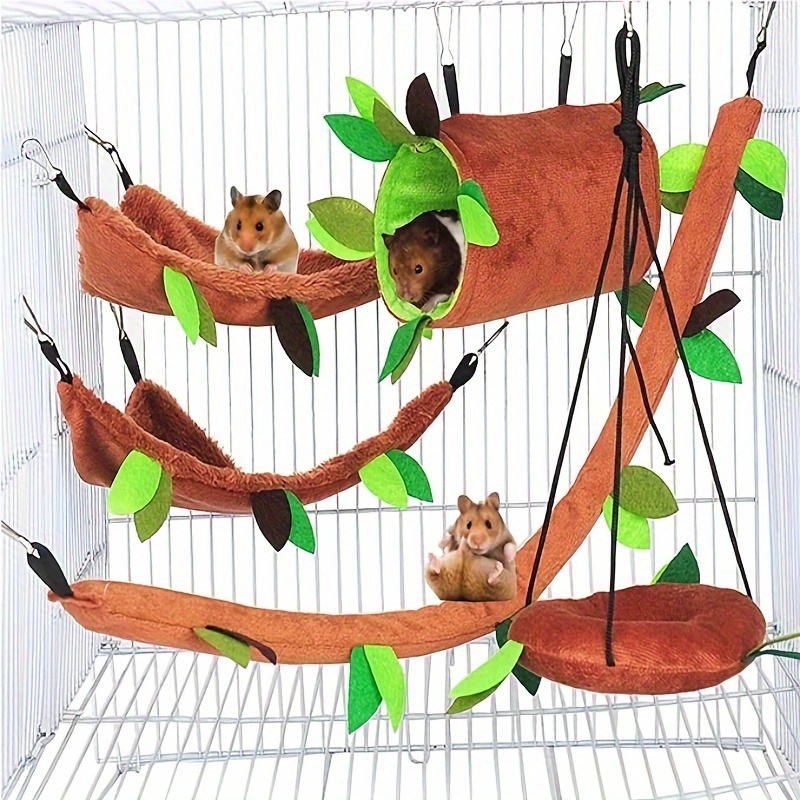 

5pcs Small Pet Cage Accessories Toy, Hamster Hammock, Hanging Tunnel, Hanging Swing, Small Pet Toy Set, Suitable For Honey Gliders, Squirrels, Hamsters, Guinea Pigs, Birds, Parrots, Gerbils, Etc.