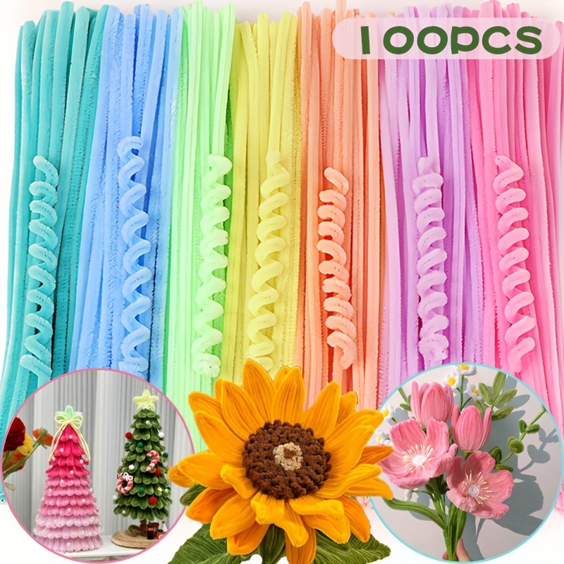 

100pcs Fabric Twisty Straws - Diy Crafts Supplies, Colorful Tinsel For Festive Decorations