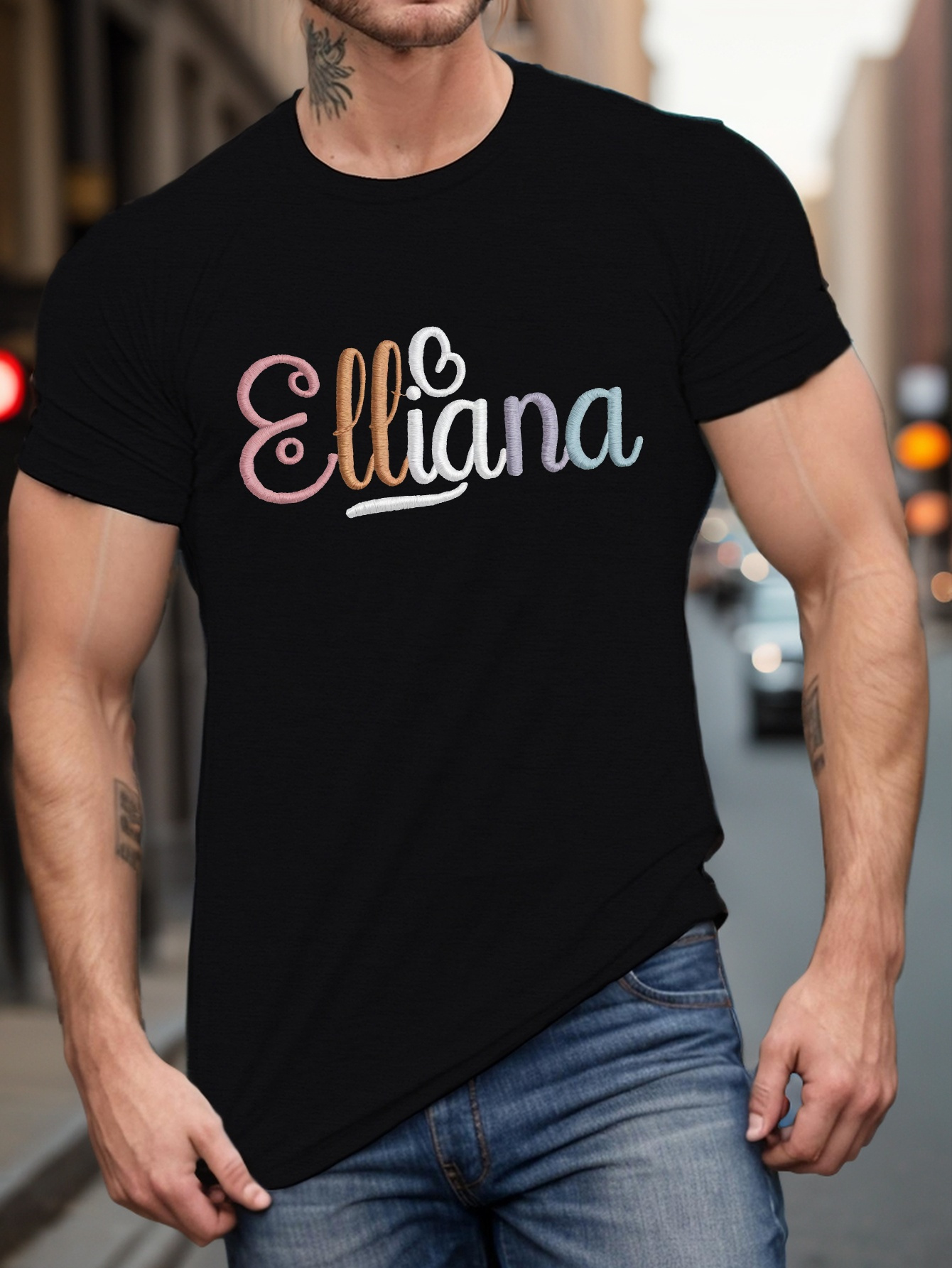 Graphic Whimsical Cursive Font Tee Casual Short Sleeve T-Shirt for  Men, Breathable Polyester, Machine Washable