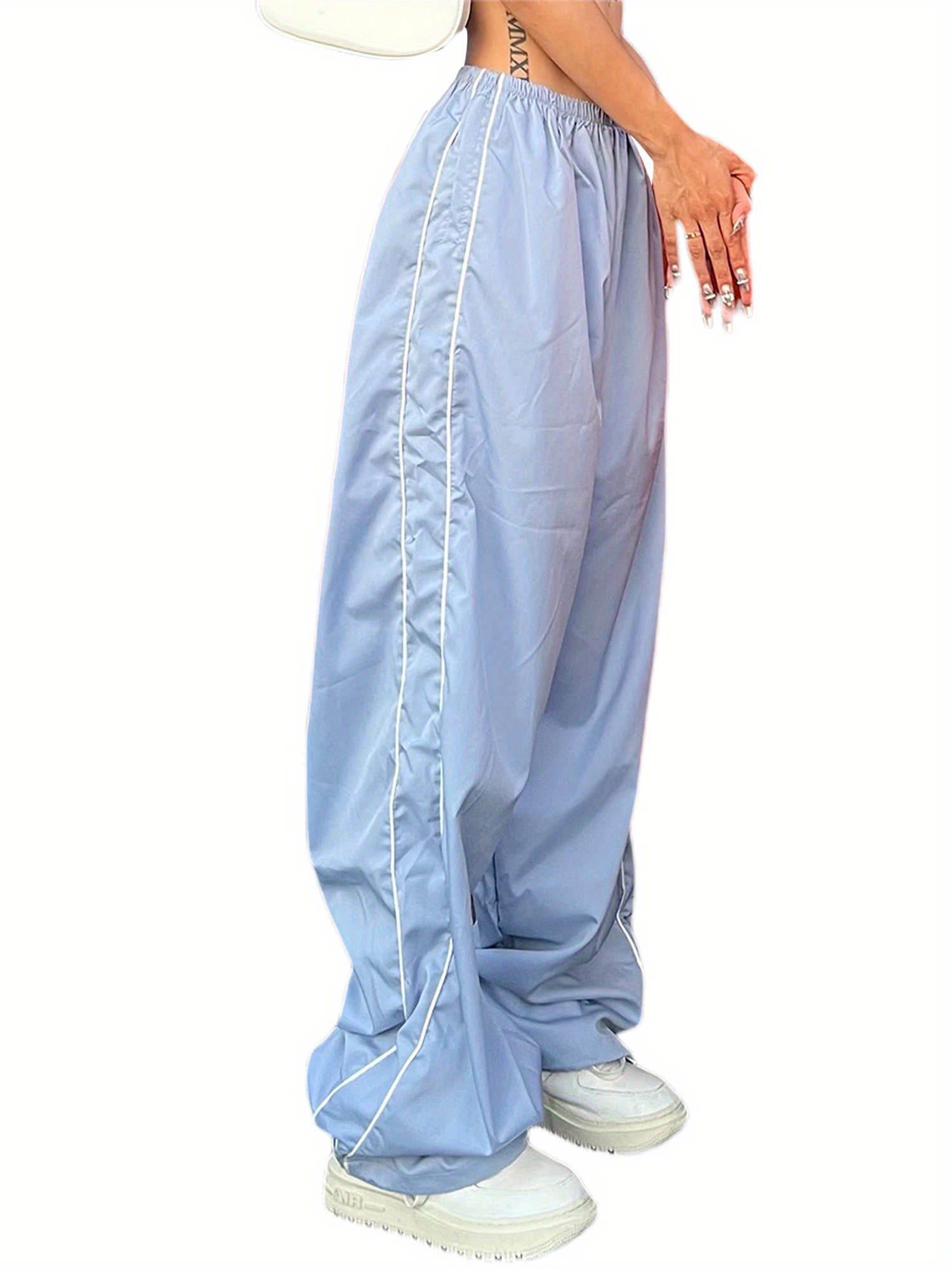 Women's Cargo Joggers with Elastic Waist Wide Leg Multi-Pocket Pants  for Streetwear,, Travel Casual Trousers with Belt Loops (Machine