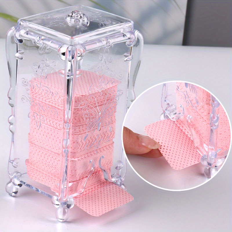 

[home ] Clear Acrylic Nail Art Organizer Box - Transparent Makeup Pad Storage With Floral Pattern, Lightweight & Portable For Salon Or Home Use (7.5x6.5x15cm)