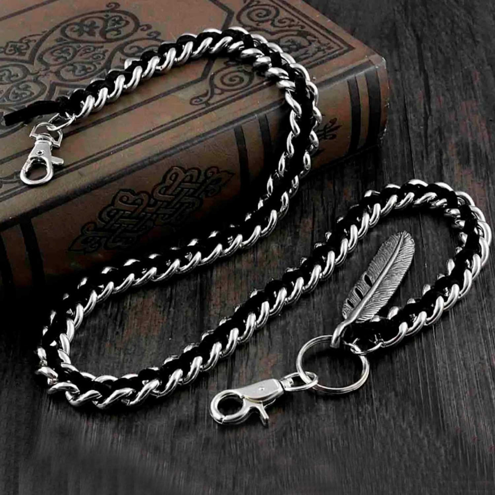 

Leather Braided Biker Trucker Pants Fob Keychain Jean Wallet Chain