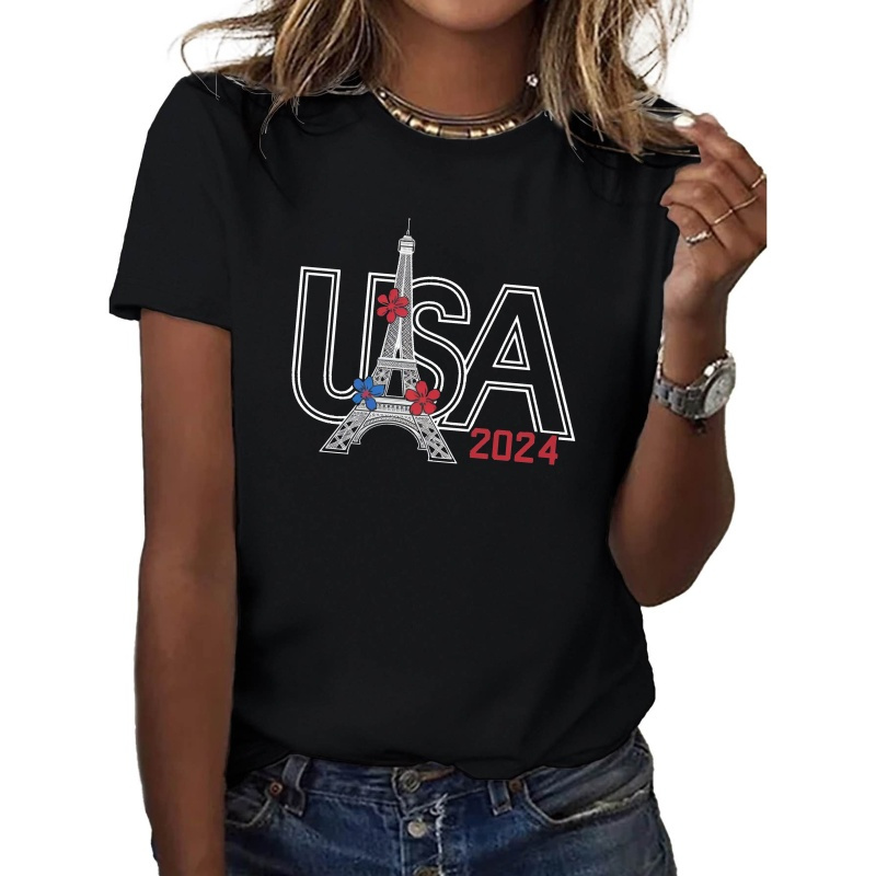 

Usa 2024 Design Pure Cotton Women's T-shirt, Comfort Fit