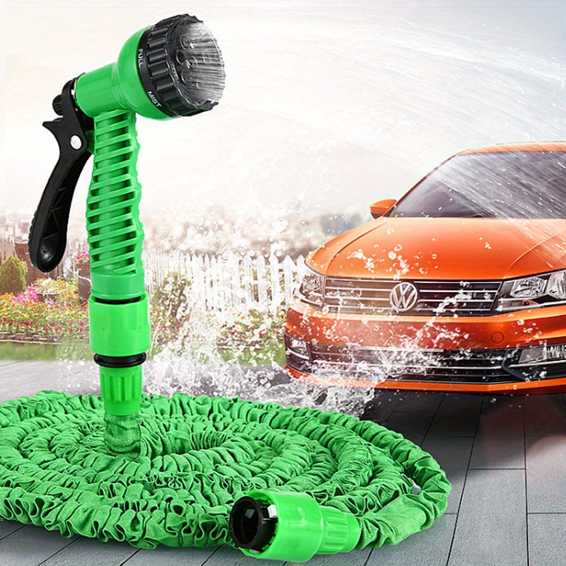 

7- Garden Hose With Shower Head, & Flexible, For Lawn & Outdoor Use, Car Washing, No Power Needed, Rubber Material, Standard , Commercial Grade