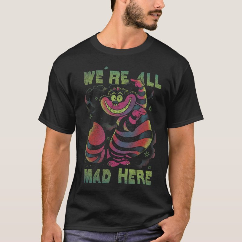 

Cheshire Cat Neon All Mad Here T-shirt 14566 Funny Men’s Short Sleeve Graphic T-shirt Collection Black Zz