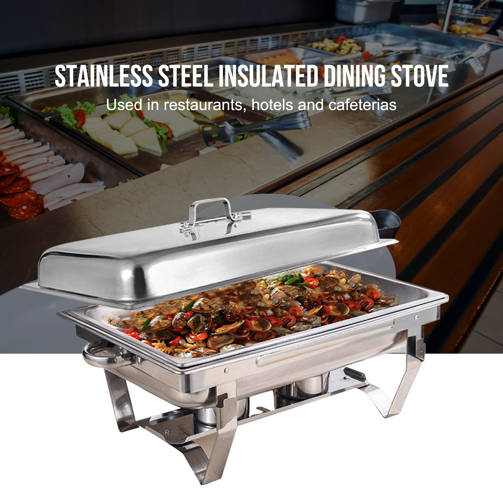 

9l/8qt Full-size&1/2&1/3 Chafing Dishes For Buffet Set Of 1/2/4/6/8/10 - Food Warmer Kit With Tight-fitting Lids, Deep Food Pans, Water Pan, And Fuel Holders For Restaurant, Catering, Parties, And