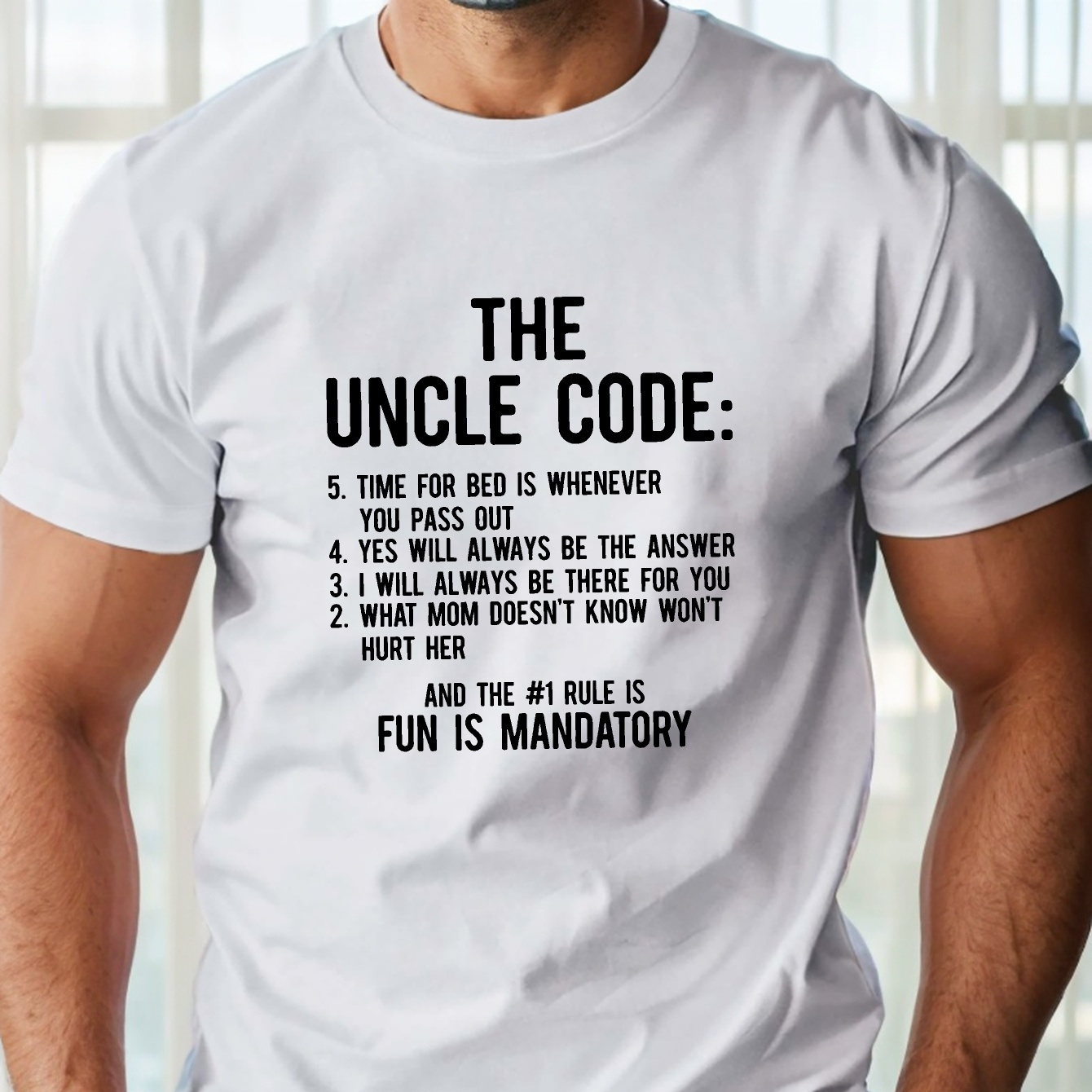 

The Uncle Code Print Pure Cotton Men's T-shirt, Crew Neck Causal Tee, Comfortable Fit, Casual Style, All-season Wear, 1 Pc, 100% Cotton T-shirt
