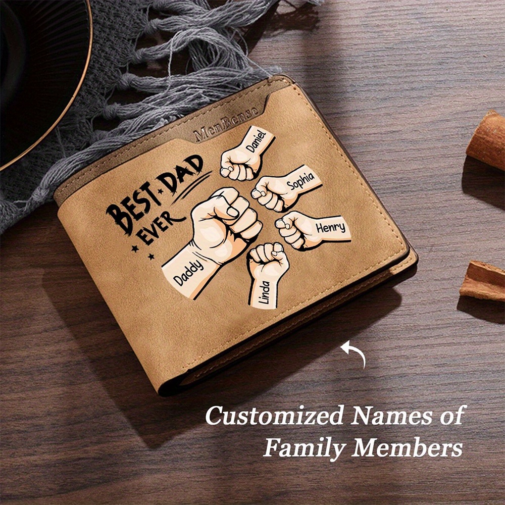 

1 Customized Name Multi-card Trifold Wallet, Customize Family Names, Personalized Men', Dad's Birthday Gift, Personalized Father's Day Gift, Perfect Gift