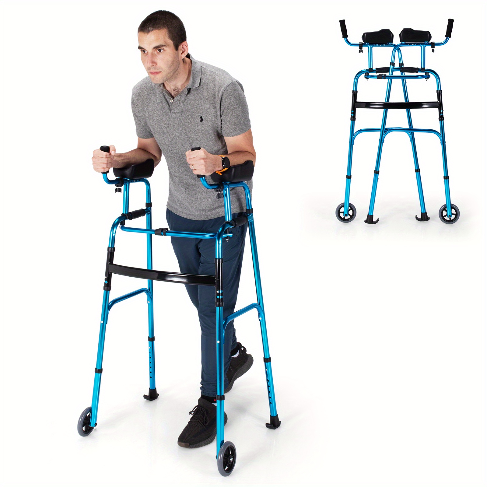 

Maxmass Folding Wheel Adjustable Aluminum Alloy Walker W/armrest Support