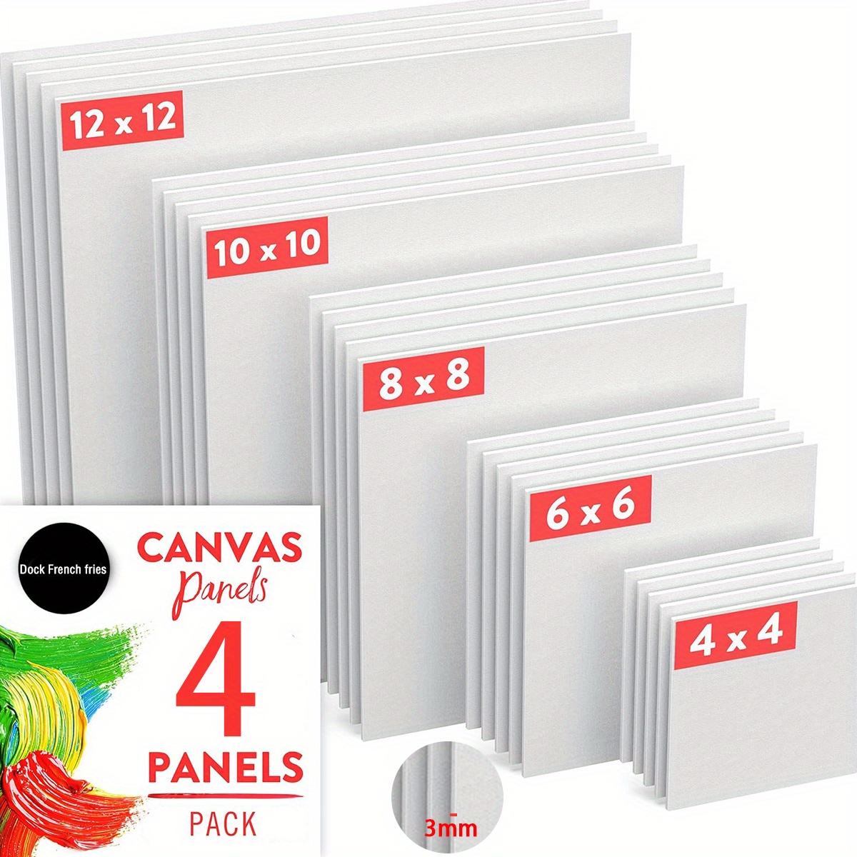 

Blank Cotton Canvas Panel Pack Of 4 - 8x8 Inch Boards For Painting With Acrylic, Gouache, - Art Supplies For Students, Adults, Professionals - Ideal For Thanksgiving, Christmas, Valentine's Crafts