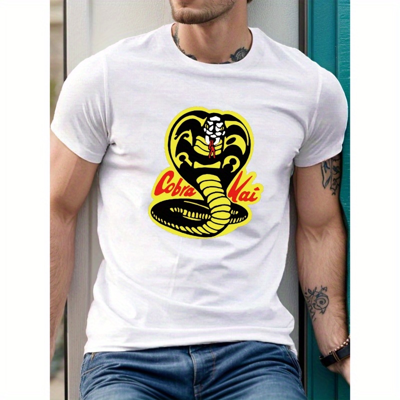 

Cobra Pattern Print Tee Shirt, Tees For Men, Casual Short Sleeve T-shirt For Summer