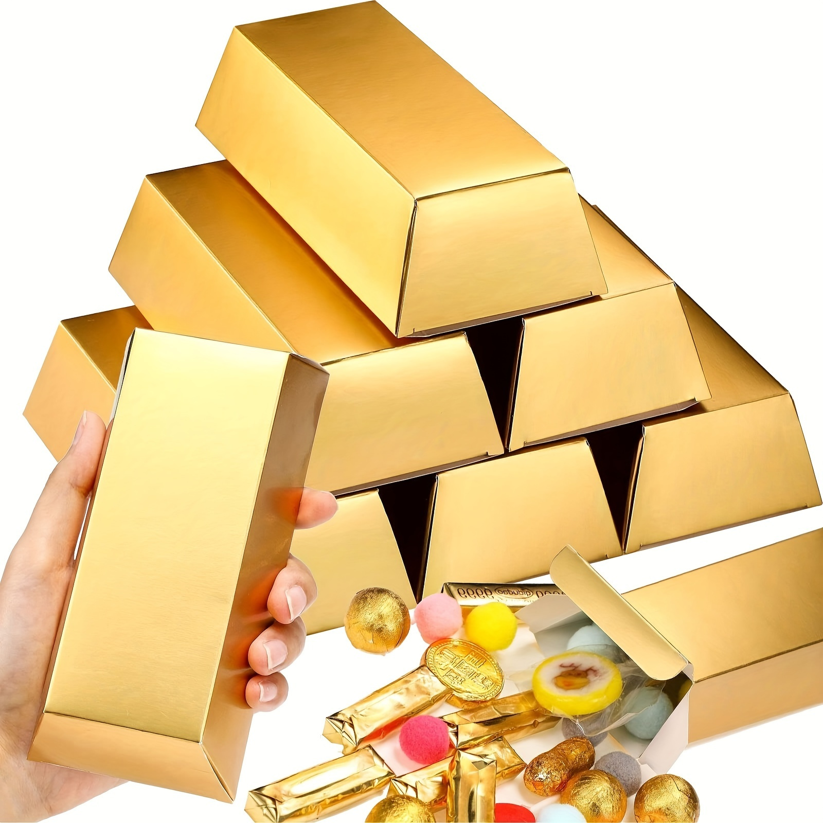 

24-pack Golden Bar Favor Boxes - Treasure Theme Party Favor Paper Boxes For Chocolate, Candy, Gifts - Ideal For , Pirate Party Supplies, Wedding & Birthday Decorations