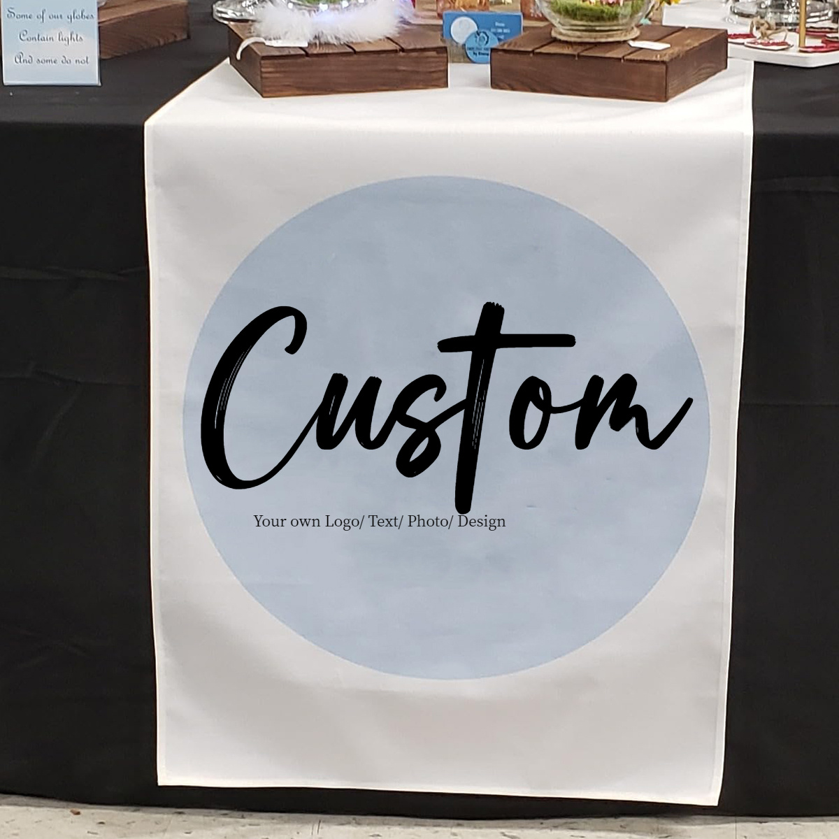 TEMU 1pc Custom Table Runner, Printing With Your Logotext Photo Personalized Tablecloth Runners Customize With For Birthday Wedding Anniversary