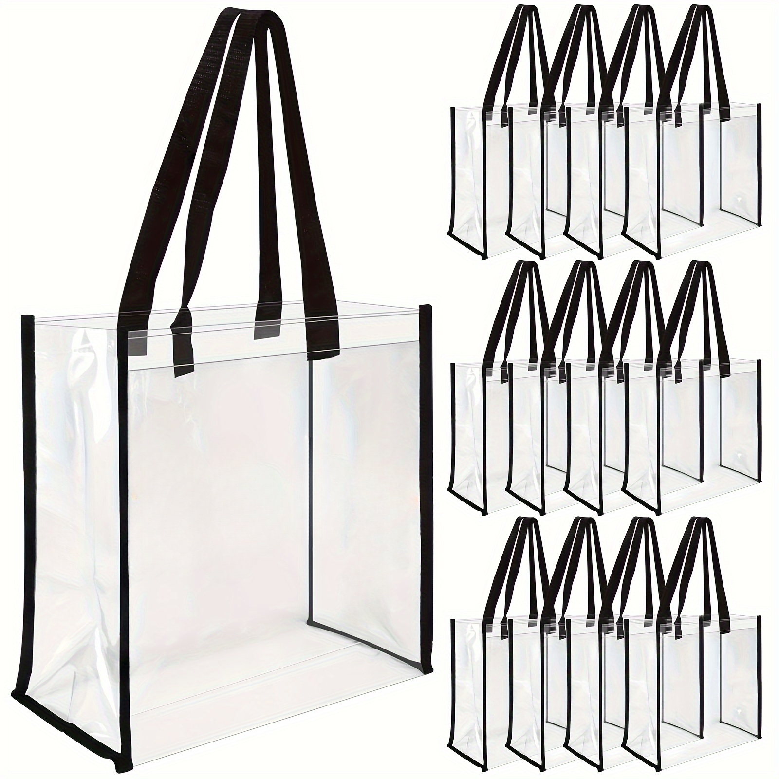 

1/2/4pcs Large Clear Gift Tote Bag For Store Clear Plastic Tote Bags With Handles Clear Stadium Bag Clear Beach Bag Purse Transparent Bag See Through Tote Bag For Work Sports Concert 12 X 12 X 6 Inch