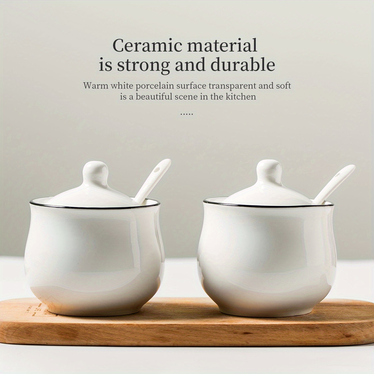 white ceramic seasoning jar spoon kitchen salt chili oil Temu