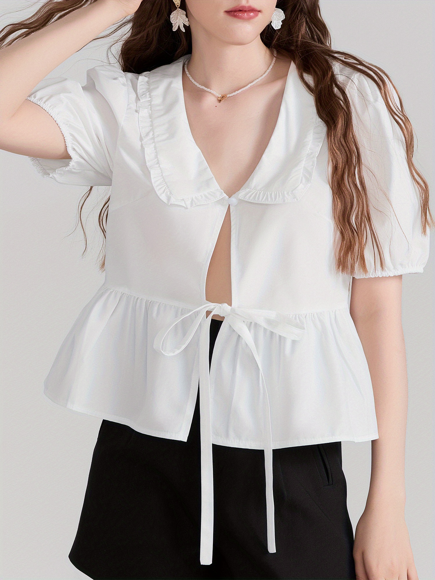 blusas peplum tipo babydoll mujer estilo y2k delantero Temu