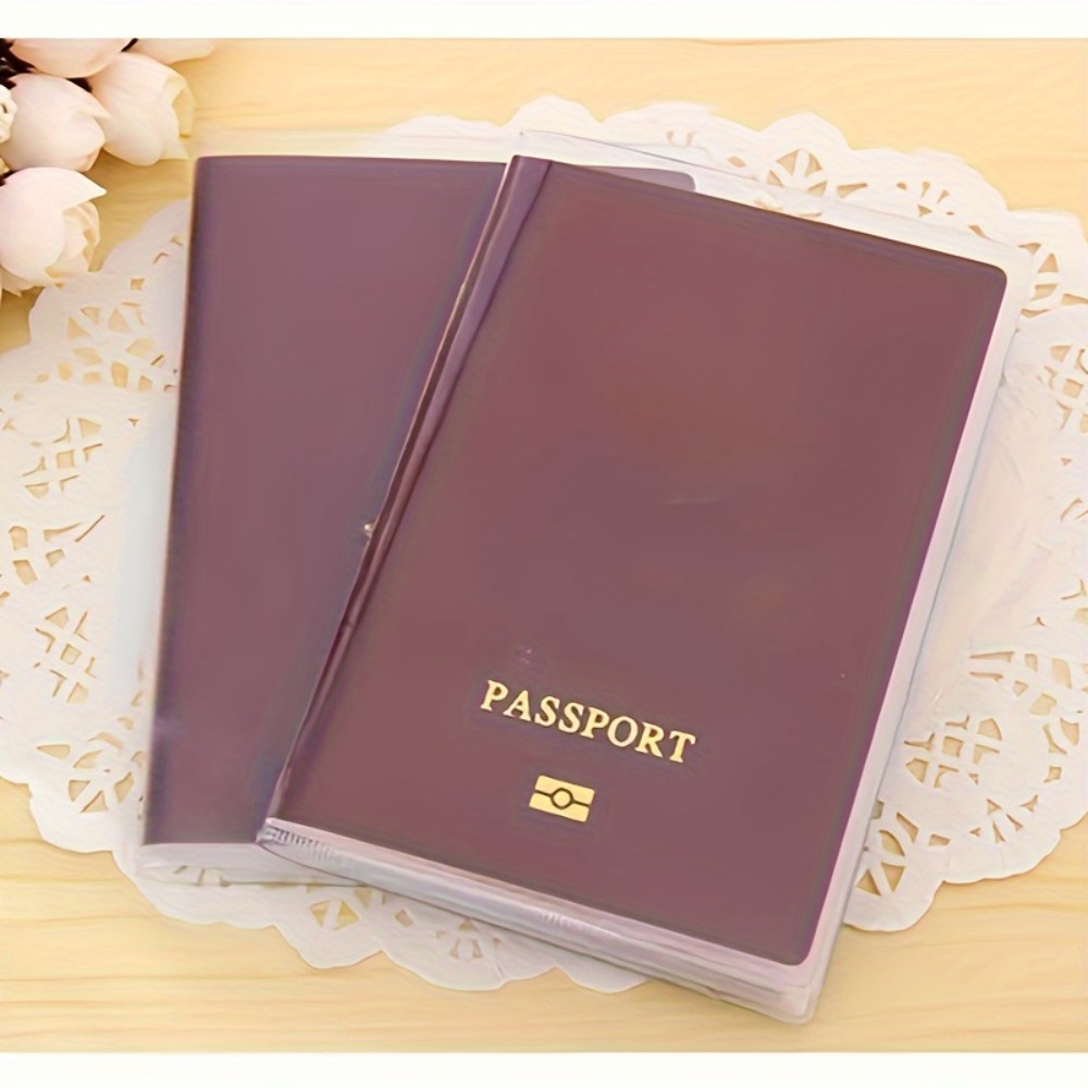 

2-pack Pvc Passport Covers - Water-resistant, Minimalist Travel Passport Holders, Buckle Closure, For Business Credit Cards And Documents, Easy Clean Protective Organizers