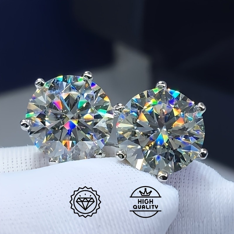 

1pair Eternals Earth Moissanite - Y2k/, 0.5/1/2/3 , S925 Silvery, Hypoallergenic, , For Banquets/gifting, ' Jewelry