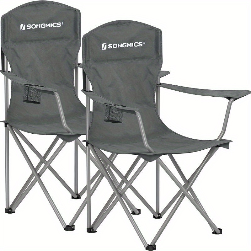 

Set Of 2 Folding Camping Chairs, Comfortable, Heavy Duty Structure, Max. Capacity 330 Lb, Outdoor Chair With Cup Holder, For Camping, Garden, Fishing,