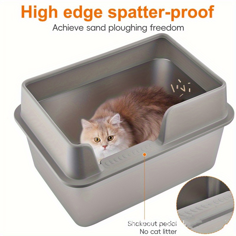 

Stainless Steel Cat Litter Box, Large Metal Trash Bin For Cats And Rabbits, Never Absorbing Odors, Stain Proof, Rust Proof, Non Stick And Smooth Surface 19.6 "long X 13.7" Wide X 9 "high