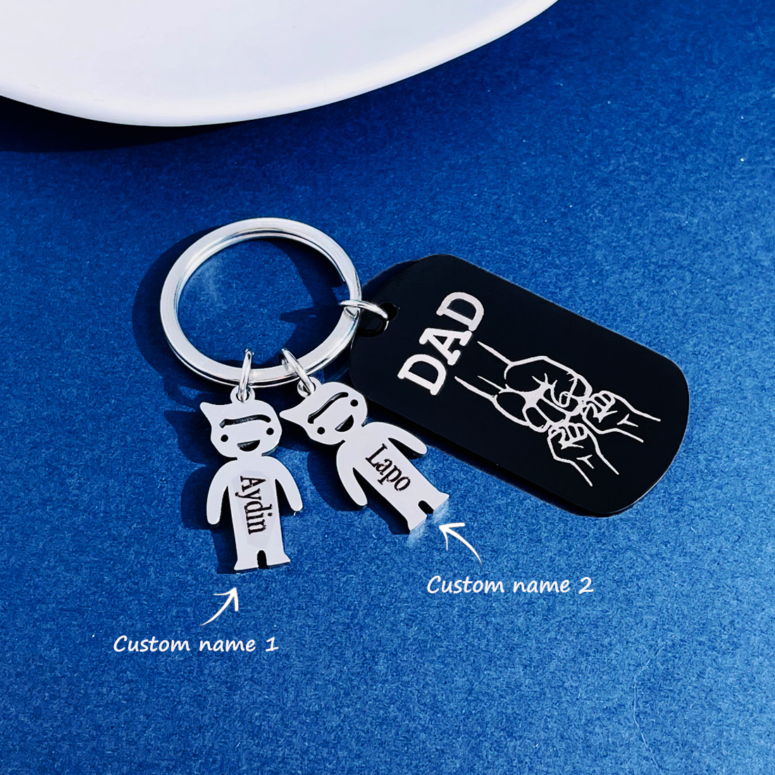 

1pc Customized Keychain With Dad Pattern, Personalized Key Ring With Names Engraved, Gift For Father