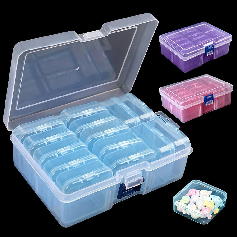 

14pcs Clear Plastic Storage Box Set - Organizer For Jewelry, , Crafts & -size